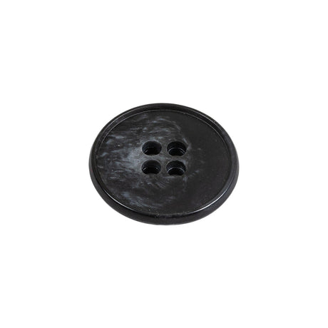 Black and Gray Swirled Low Convex Narrow Rim 4-Hole Plastic Button - 32L/20mm