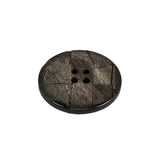Black and Brown Mosaic Etched Low Convex 4-Hole Plastic Button - 36L/23mm