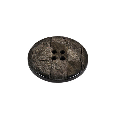 Black and Brown Mosaic Etched Low Convex 4-Hole Plastic Button - 36L/23mm