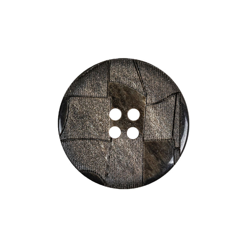 Black and Brown Mosaic Etched Low Convex 4-Hole Plastic Button - 36L/23mm