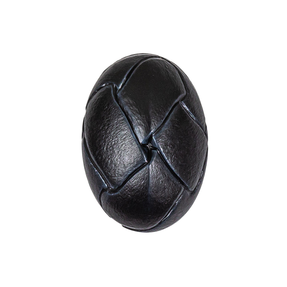 Midnight Navy Oval Knotted Leather-Look Shank Back Plastic Button - 40L/25.5mm