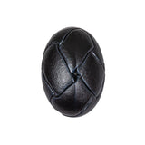 Midnight Navy Oval Knotted Leather-Look Shank Back Plastic Button - 40L/25.5mm