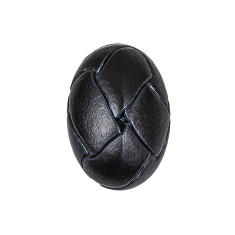 Midnight Navy Oval Knotted Leather-Look Shank Back Plastic Button - 40L/25.5mm