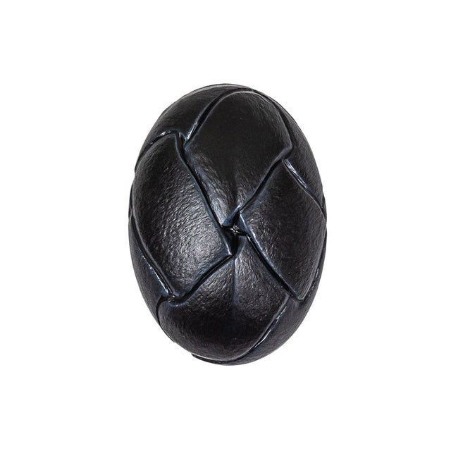Midnight Navy Oval Knotted Leather-Look Shank Back Plastic Button - 40L/25.5mm