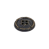 Antique Black Knotted Leather-Look 4-Hole Plastic Button - 32L/20mm