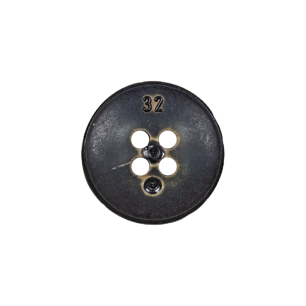 Antique Black Knotted Leather-Look 4-Hole Plastic Button - 32L/20mm