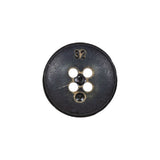 Antique Black Knotted Leather-Look 4-Hole Plastic Button - 32L/20mm
