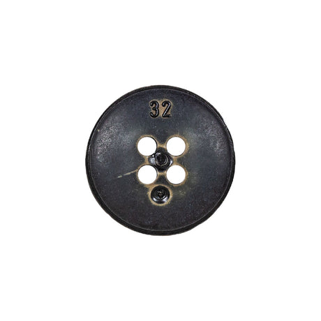 Antique Black Knotted Leather-Look 4-Hole Plastic Button - 32L/20mm