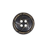 Antique Black Knotted Leather-Look 4-Hole Plastic Button - 32L/20mm