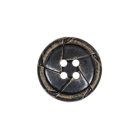 Antique Black Knotted Leather-Look 4-Hole Plastic Button - 32L/20mm