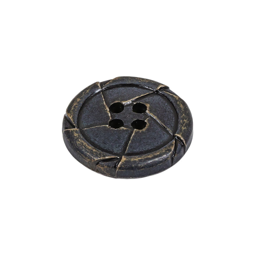 Antique Black Knotted Leather-Look 4-Hole Plastic Button - 36L/23mm