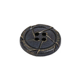 Antique Black Knotted Leather-Look 4-Hole Plastic Button - 36L/23mm