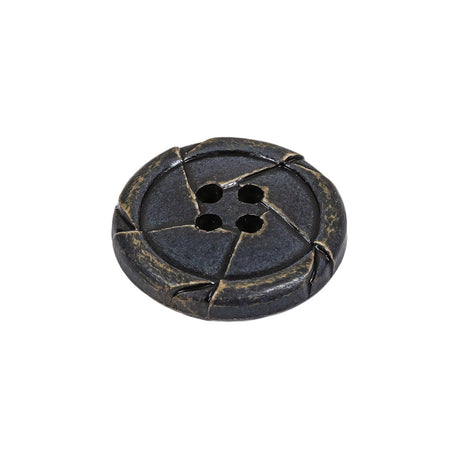 Antique Black Knotted Leather-Look 4-Hole Plastic Button - 36L/23mm