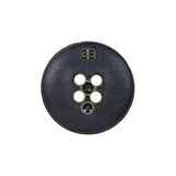 Antique Black Knotted Leather-Look 4-Hole Plastic Button - 36L/23mm