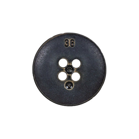 Antique Black Knotted Leather-Look 4-Hole Plastic Button - 36L/23mm
