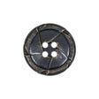 Antique Black Knotted Leather-Look 4-Hole Plastic Button - 36L/23mm