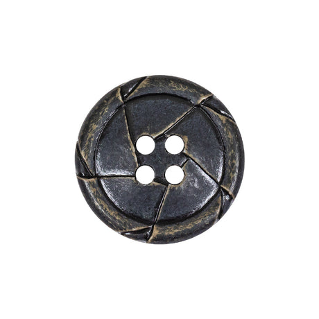 Antique Black Knotted Leather-Look 4-Hole Plastic Button - 36L/23mm