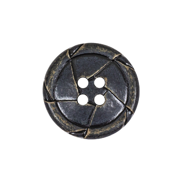 Antique Black Knotted Leather-Look 4-Hole Plastic Button - 36L/23mm