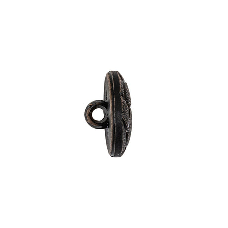 Italian Weathered Black Knotted Leather-Look Shank Back Plastic Button - 24L/15mm