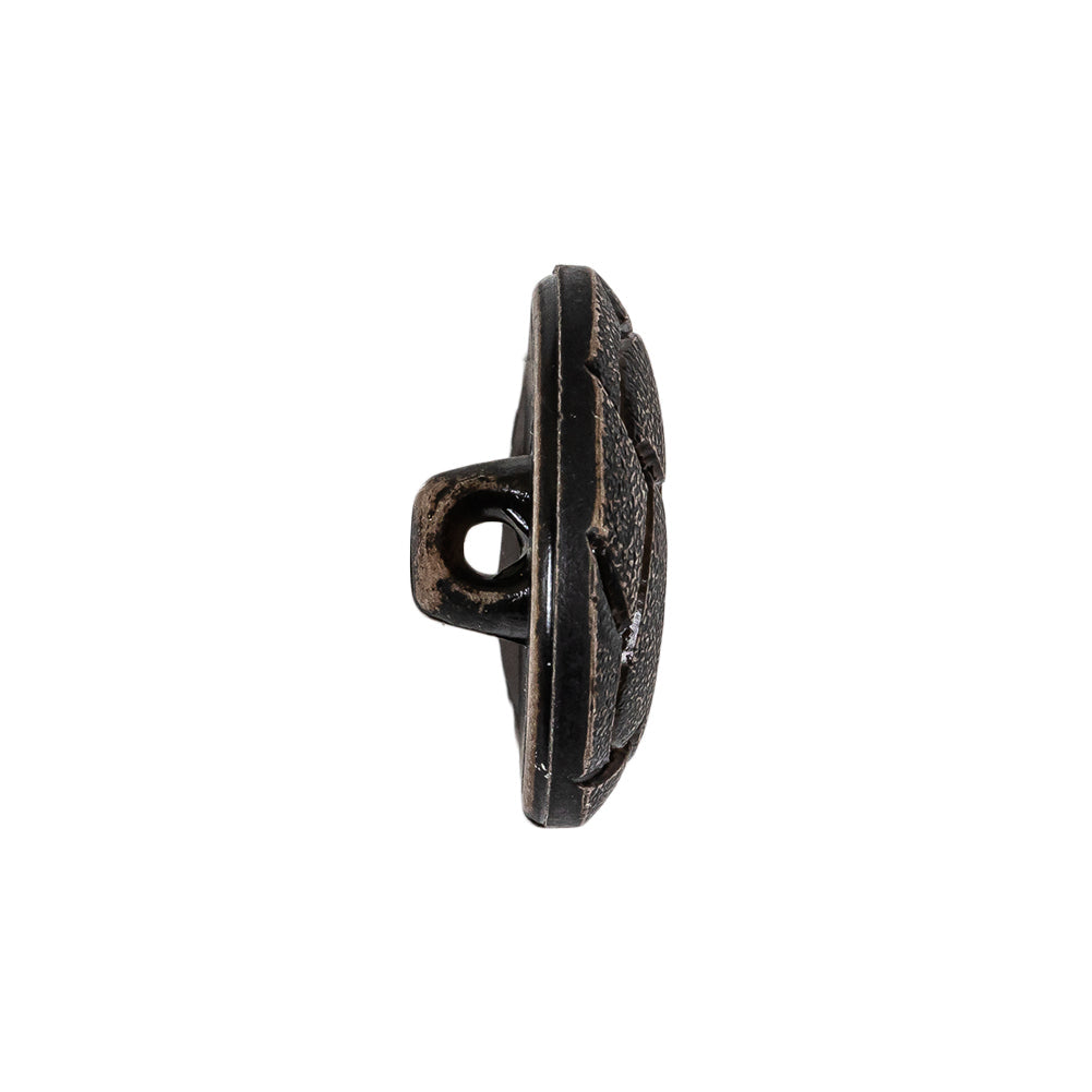 Italian Weathered Black Knotted Leather-Look Shank Back Plastic Button - 36L/23mm
