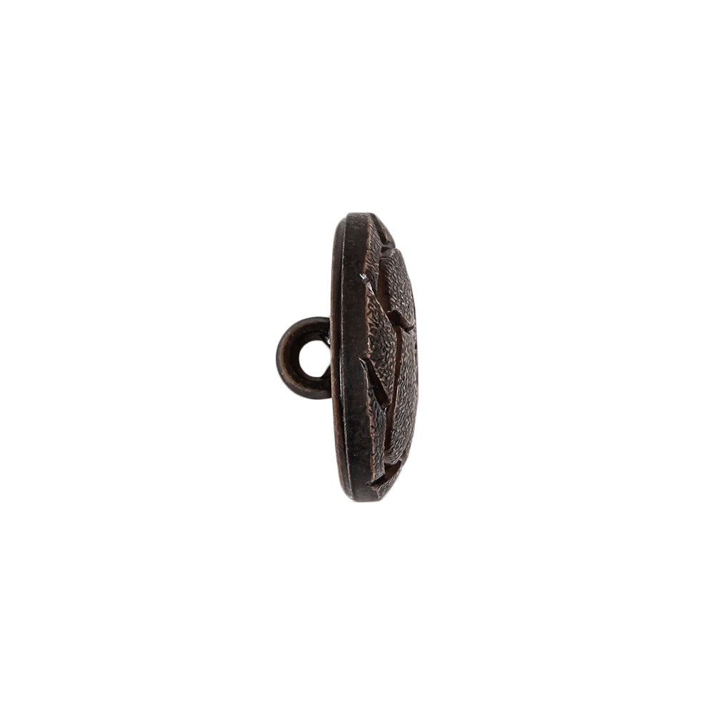 Italian Dark Brown Knotted Leather-Look Shank Back Plastic Button - 28L/18mm