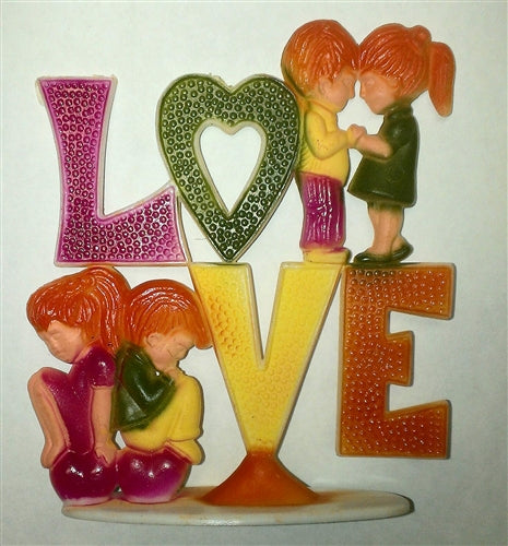 Vintage Love With Children Cake Topper