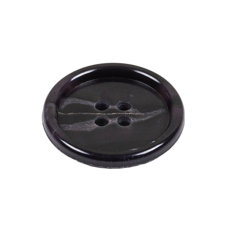 Deep Violet Marbled Rolled Rim 4-Hole Plastic Button - 40L/25.5mm