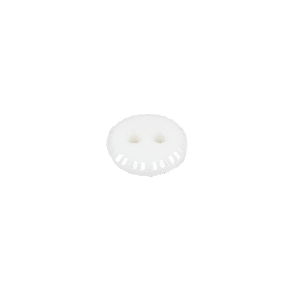 White Sawtooth Rim Plastic 2-Hole Button - 18L/11.5mm