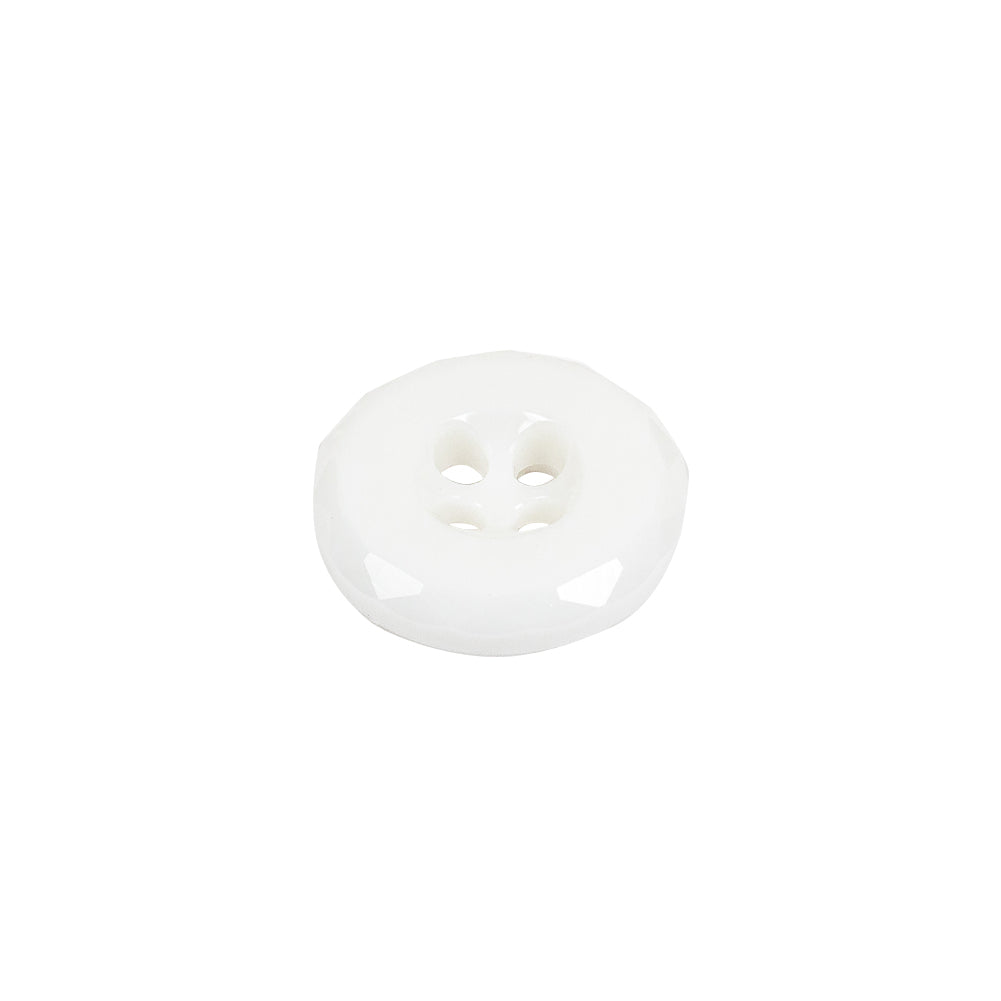 Italian White Faceted 4-Hole Nylon Button - 24L/15mm