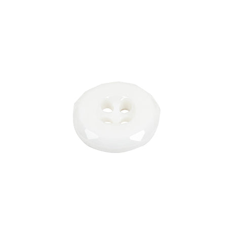 Italian White Faceted 4-Hole Nylon Button - 24L/15mm
