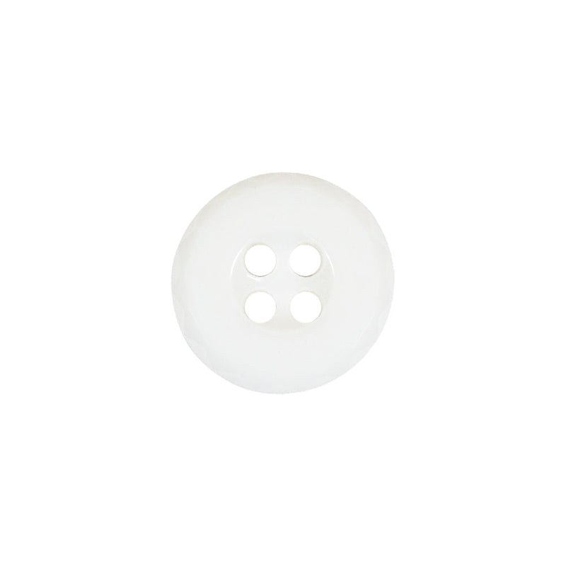 Italian White Faceted 4-Hole Nylon Button - 24L/15mm