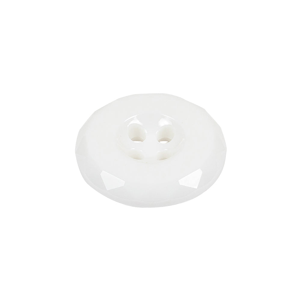 Italian White Faceted 4-Hole Nylon Button - 33L/21mm