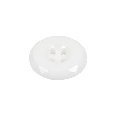 Italian White Faceted 4-Hole Nylon Button - 33L/21mm