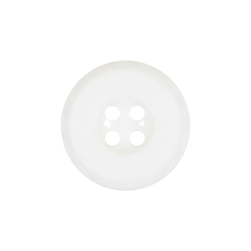 Italian White Faceted 4-Hole Nylon Button - 33L/21mm