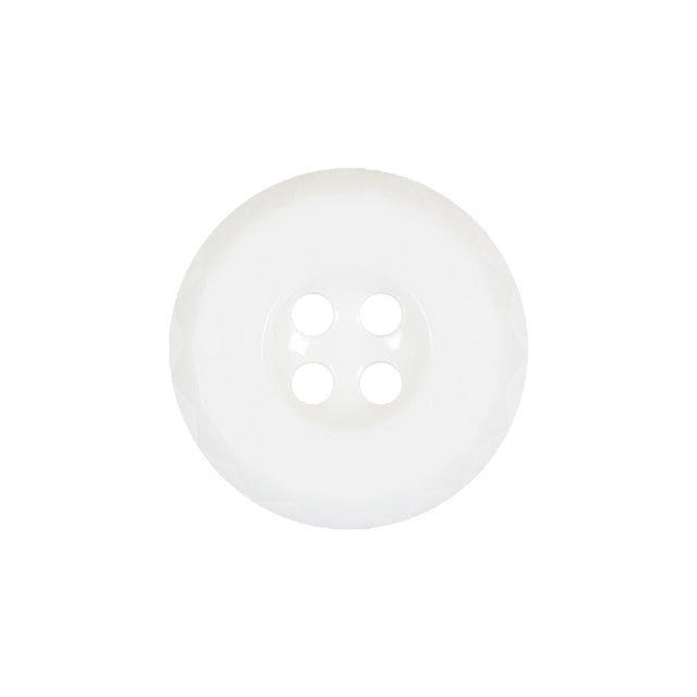 Italian White Faceted 4-Hole Nylon Button - 33L/21mm