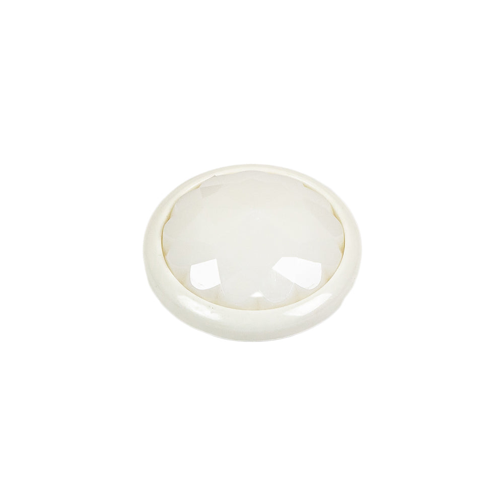 Italian White Faceted Dome Self Back Plastic Button - 30L/19mm