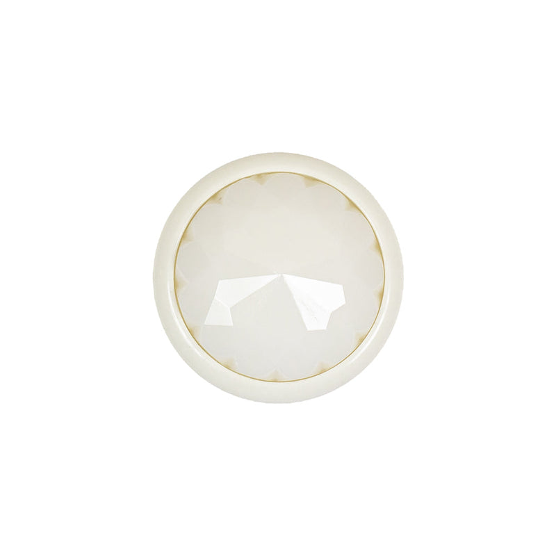 Italian White Faceted Dome Self Back Plastic Button - 30L/19mm