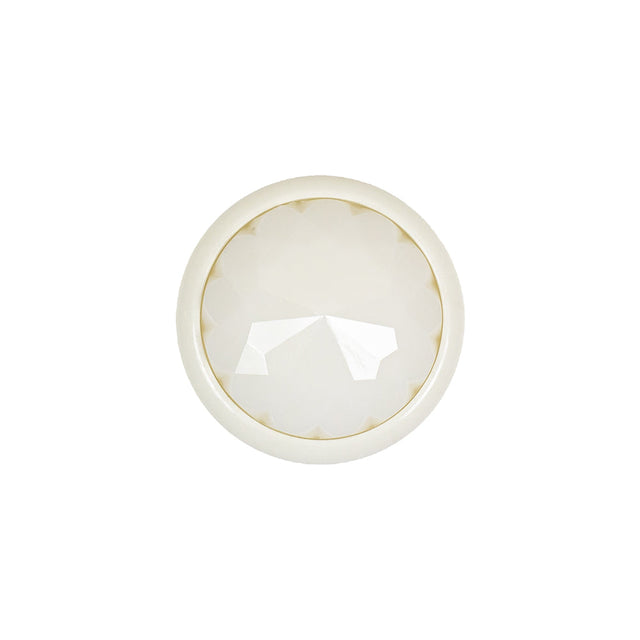 Italian White Faceted Dome Self Back Plastic Button - 30L/19mm