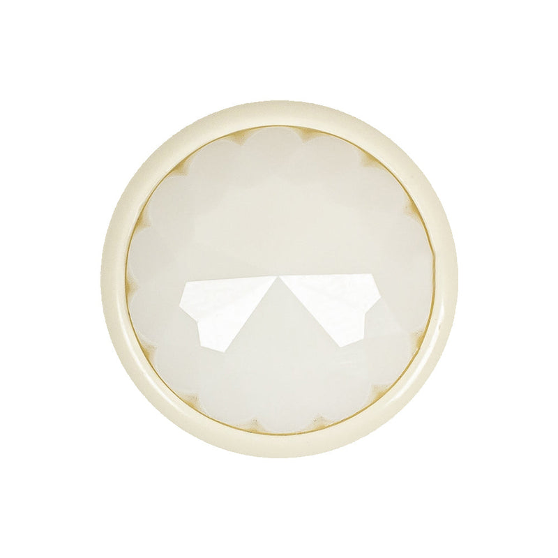 Italian White Faceted Dome Self Back Plastic Button - 40L/25.5mm