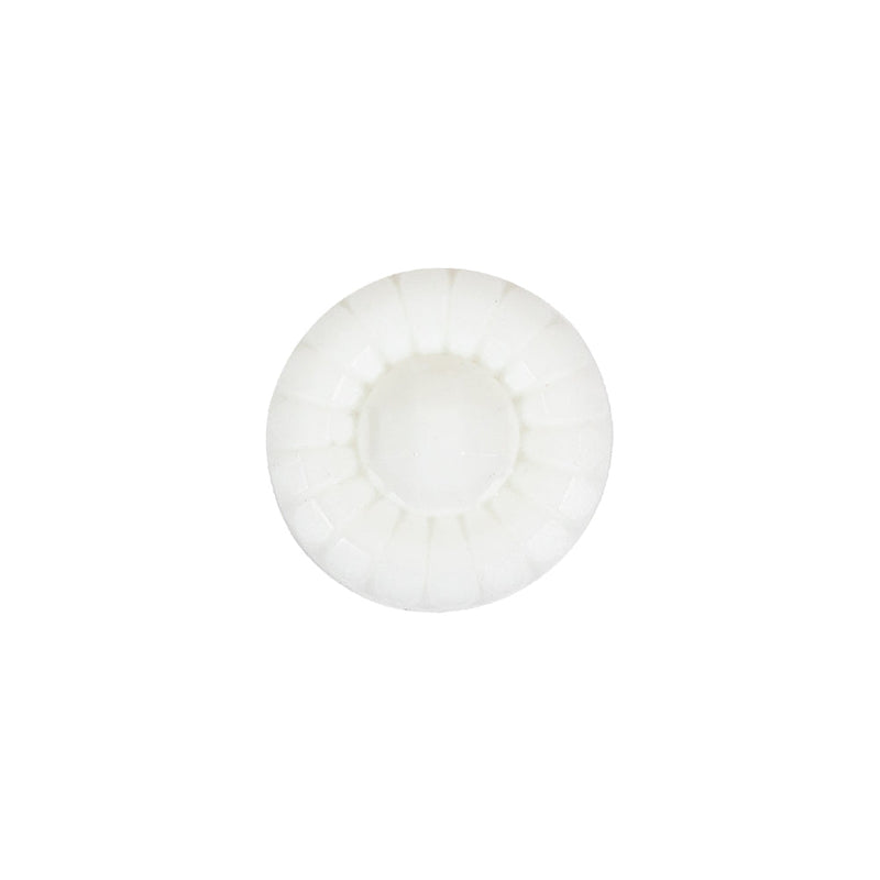 Italian White Faceted Center Floral Molded Shank Back Plastic Button - 24L/15mm