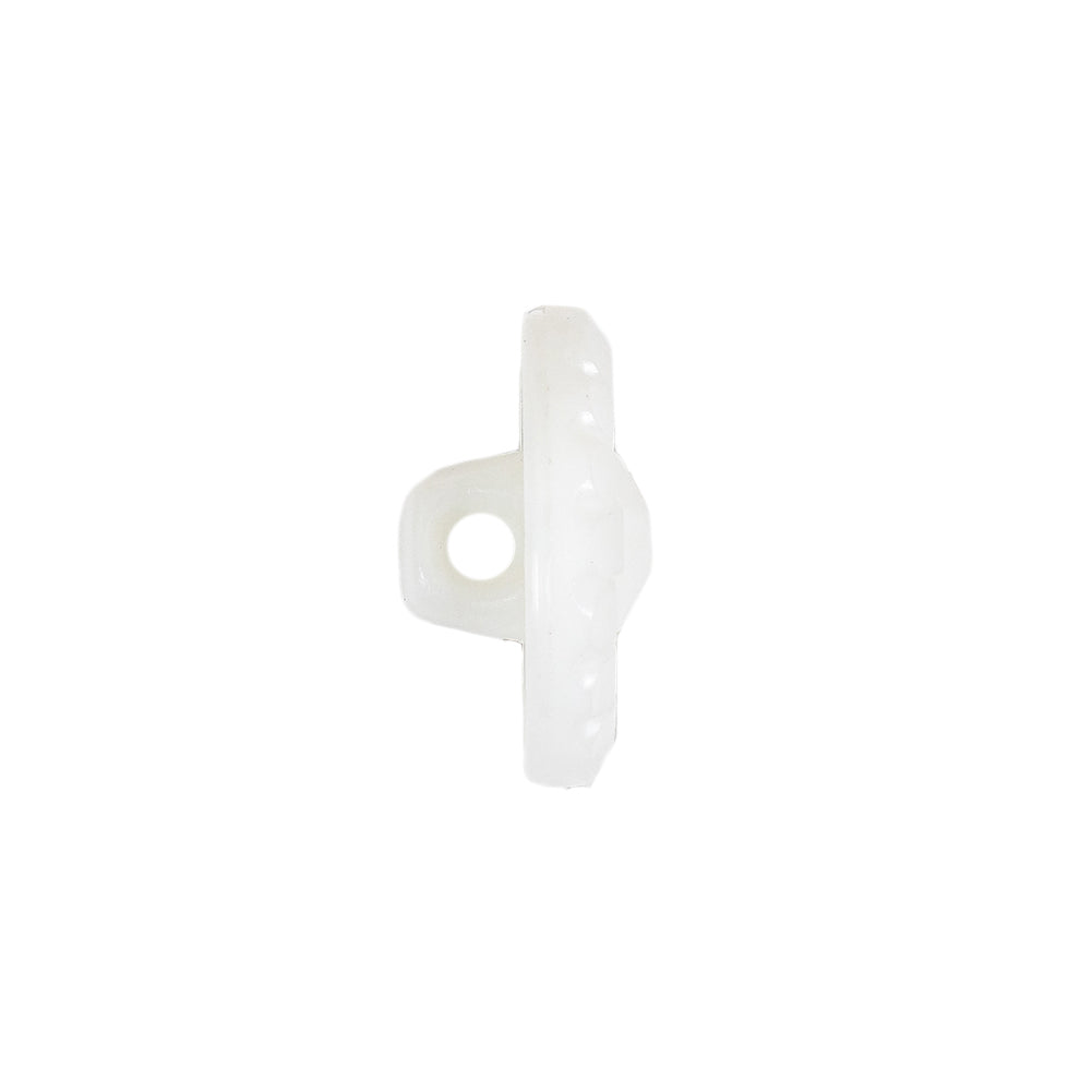 Italian White Faceted Center Floral Molded Shank Back Plastic Button - 30L/19mm