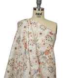 Peach, Red and White Floral Lightweight Linen Woven