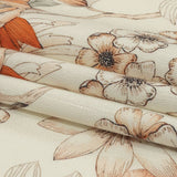 Peach, Red and White Floral Stretch Linen and Rayon Woven