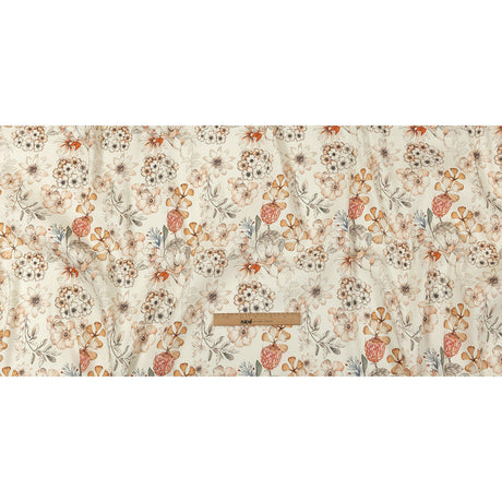 Peach, Red and White Floral Stretch Linen and Rayon Woven