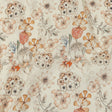 Peach, Red and White Floral Stretch Linen and Rayon Woven