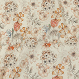 Peach, Red and White Floral Stretch Linen and Rayon Woven