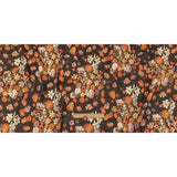 Red, Orange and Dark Brown Bouquets Stretch Linen and Rayon Woven