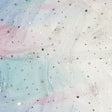 Blue, White and Silver Starry Border Printed Tulle