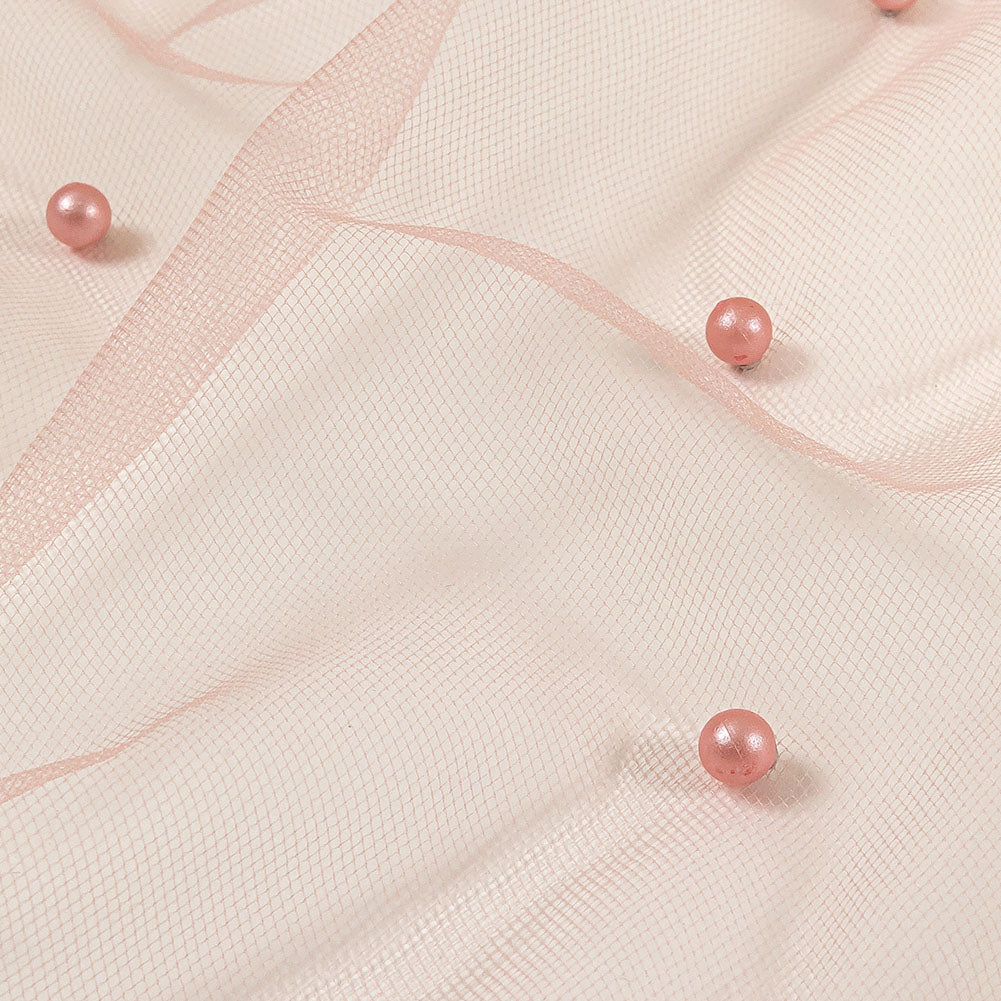Beaded Tulle - Coral Haze - Sylvie Collection
