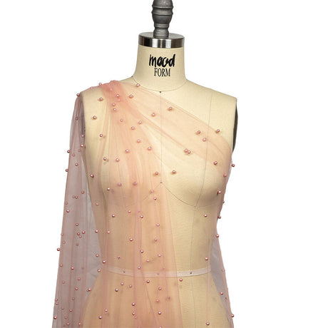 Beaded Tulle - Coral Haze - Sylvie Collection